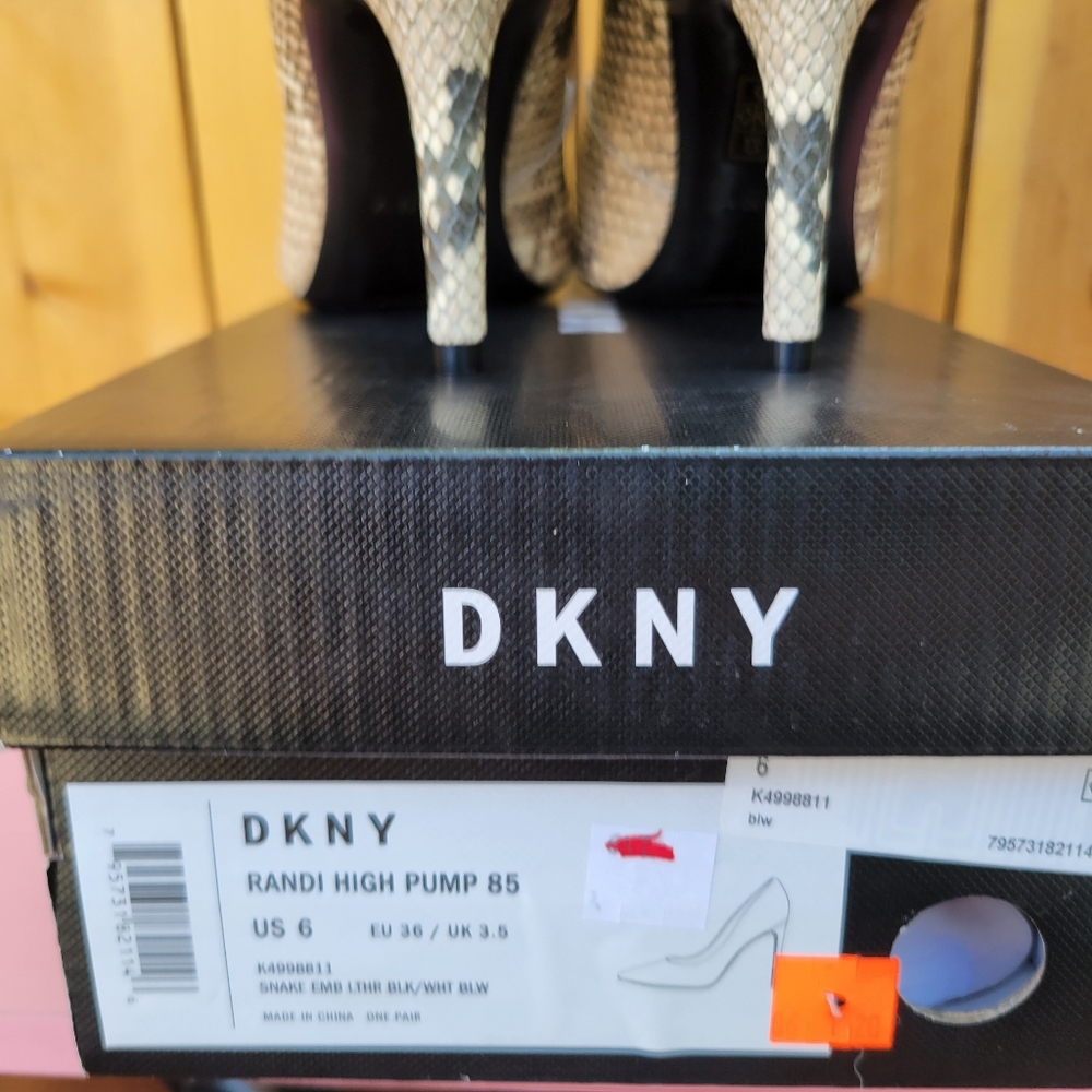 DKNY Randi Glossed Snake-effect Leather Pumps SZ 6 - Picture 15 of 16